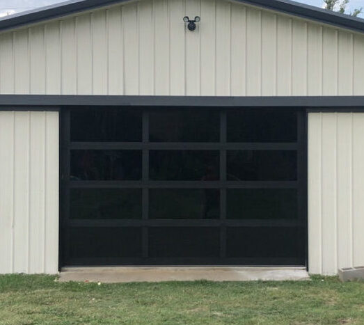 Full-view glass garage door in Lewisville, TX